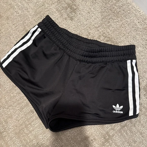 Adidas Black and White Sporty Shorts with Signature Stripes - Picture 1 of 6